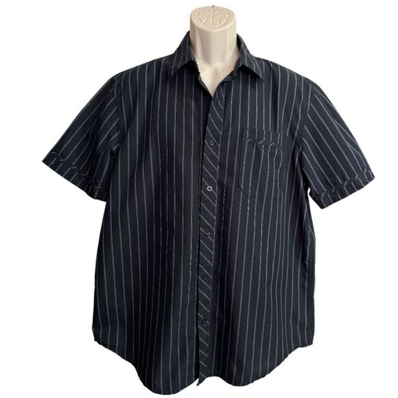 American Rag Cie Black and White Striped Button Down Shirt Size L - Picture 2 of 9